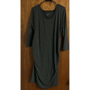 Liz Lange Women’s Maternity Dress Sz XL Green Casual 1/2 Sleeve Stretch Ruched